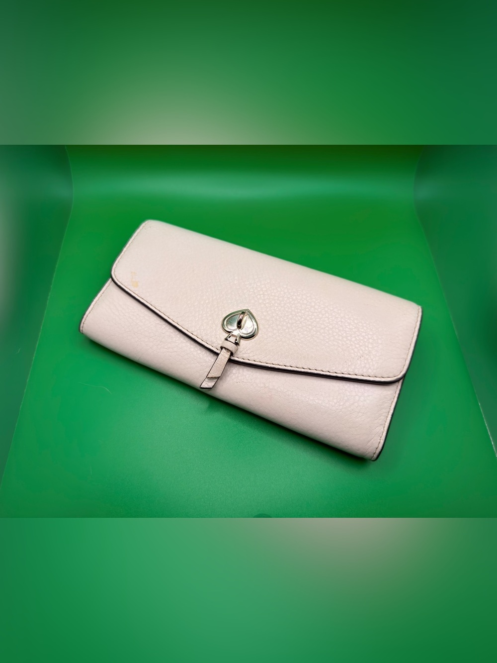 Kate Spade Marti Large Slim Pebbled Leather Flap Wallet Twist Lock